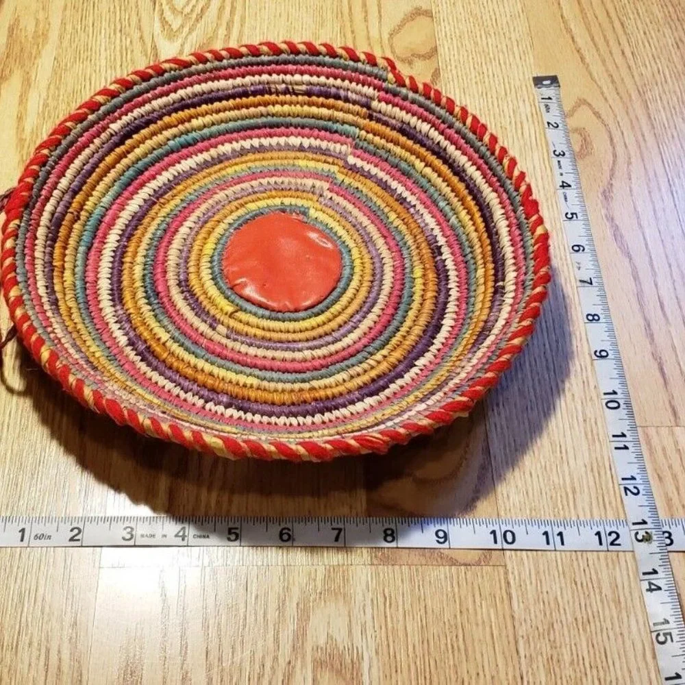 Colorful Wicker Basket Bowl Multi-Color - Picture 5 of 9